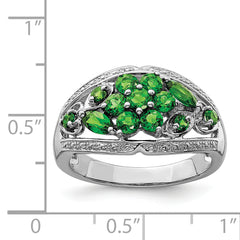 Sterling Silver Rhodium Chrome Diopside Ring