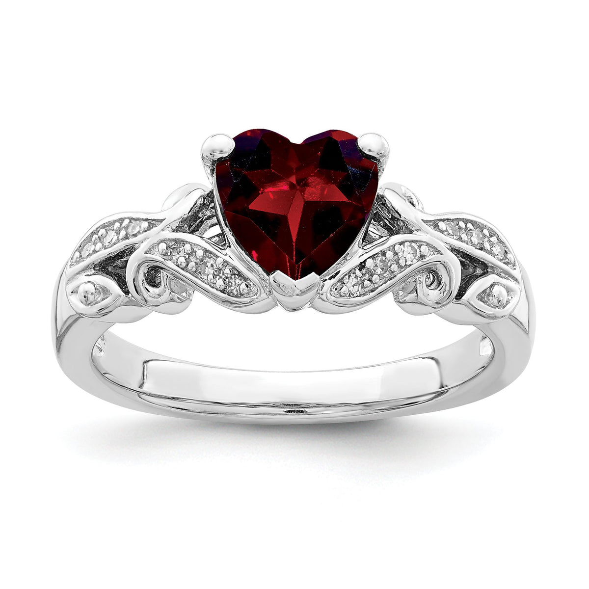 Sterling Silver Rhodium-plated Diamond and Garnet Ring, Size 6–9 - Sophia Jewelers Main image