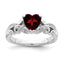 Sterling Silver Rhodium-plated Diamond and Garnet Ring