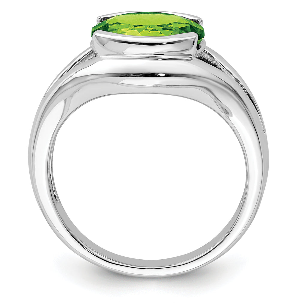 Sterling Silver Rhodium-Plated Peridot Ring
