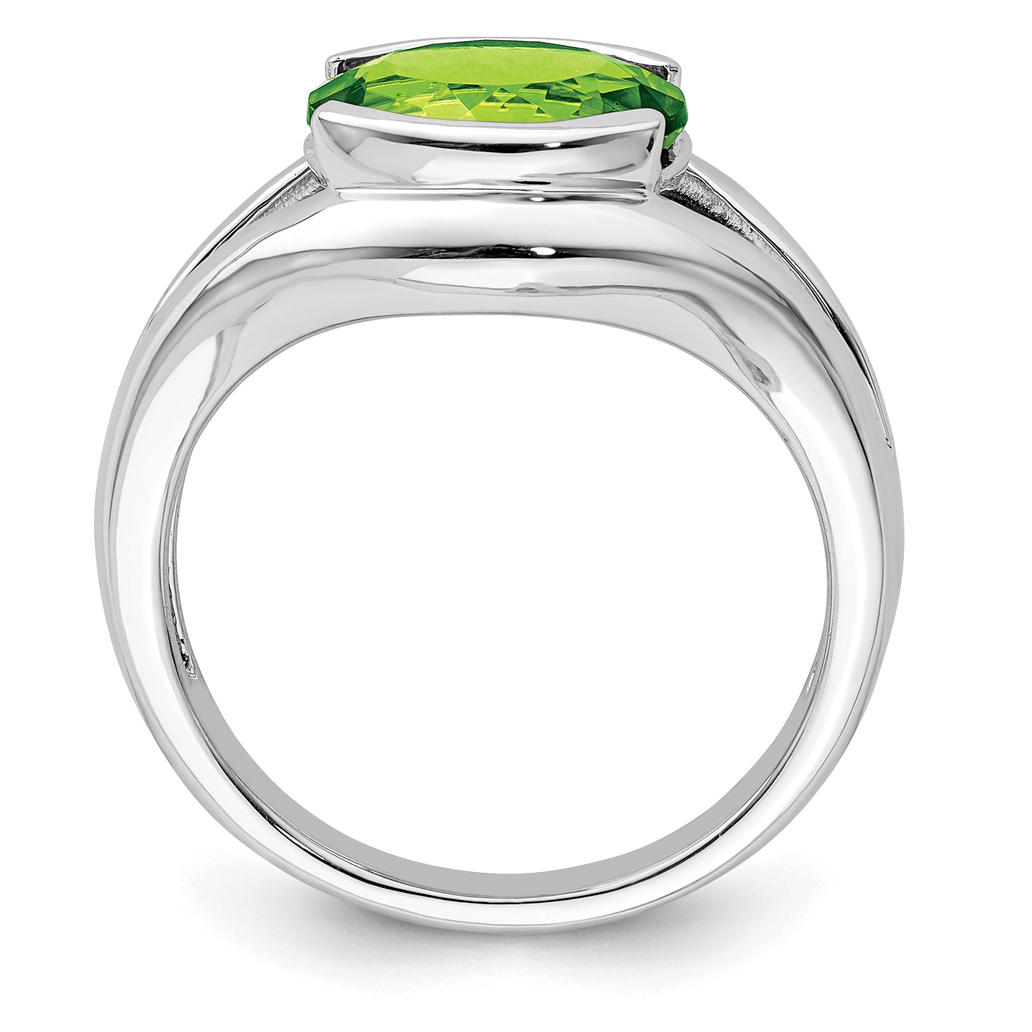 Sterling Silver Rhodium-Plated Peridot Ring
