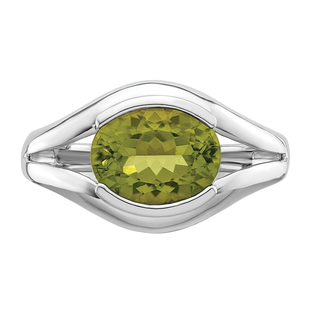 Sterling Silver Rhodium-Plated Peridot Ring