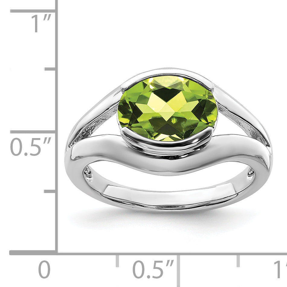 Sterling Silver Rhodium-Plated Peridot Ring