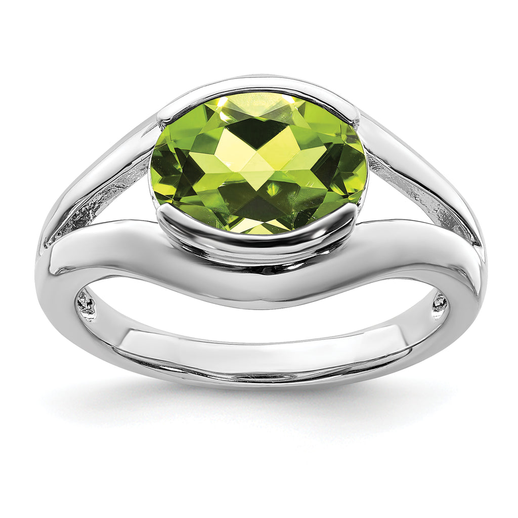 Sterling Silver Rhodium-Plated Peridot Ring
