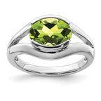Sterling Silver Rhodium-Plated Peridot Ring