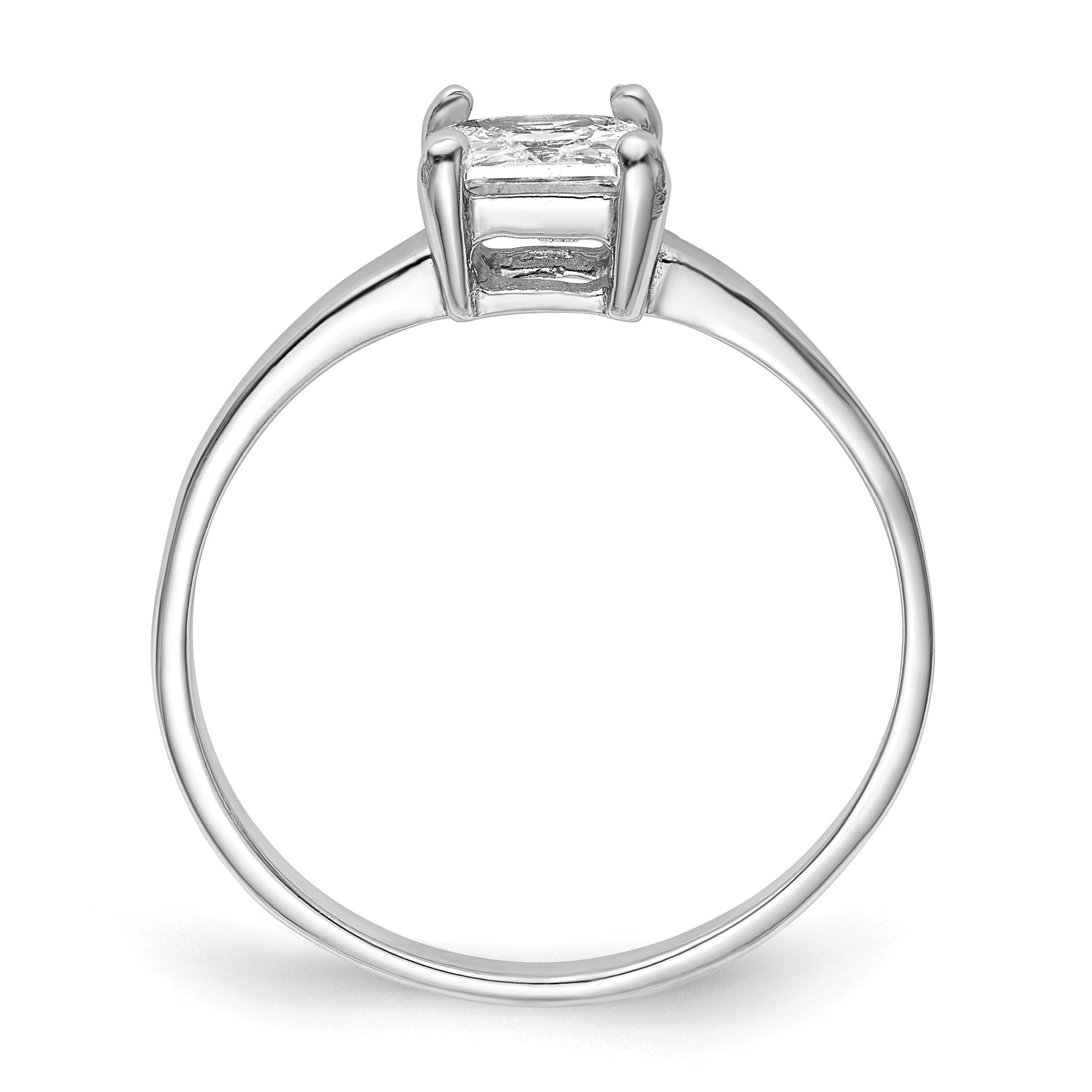 Sterling Silver Rhodium-plated Solitaire Princess CZ Ring Secondary image