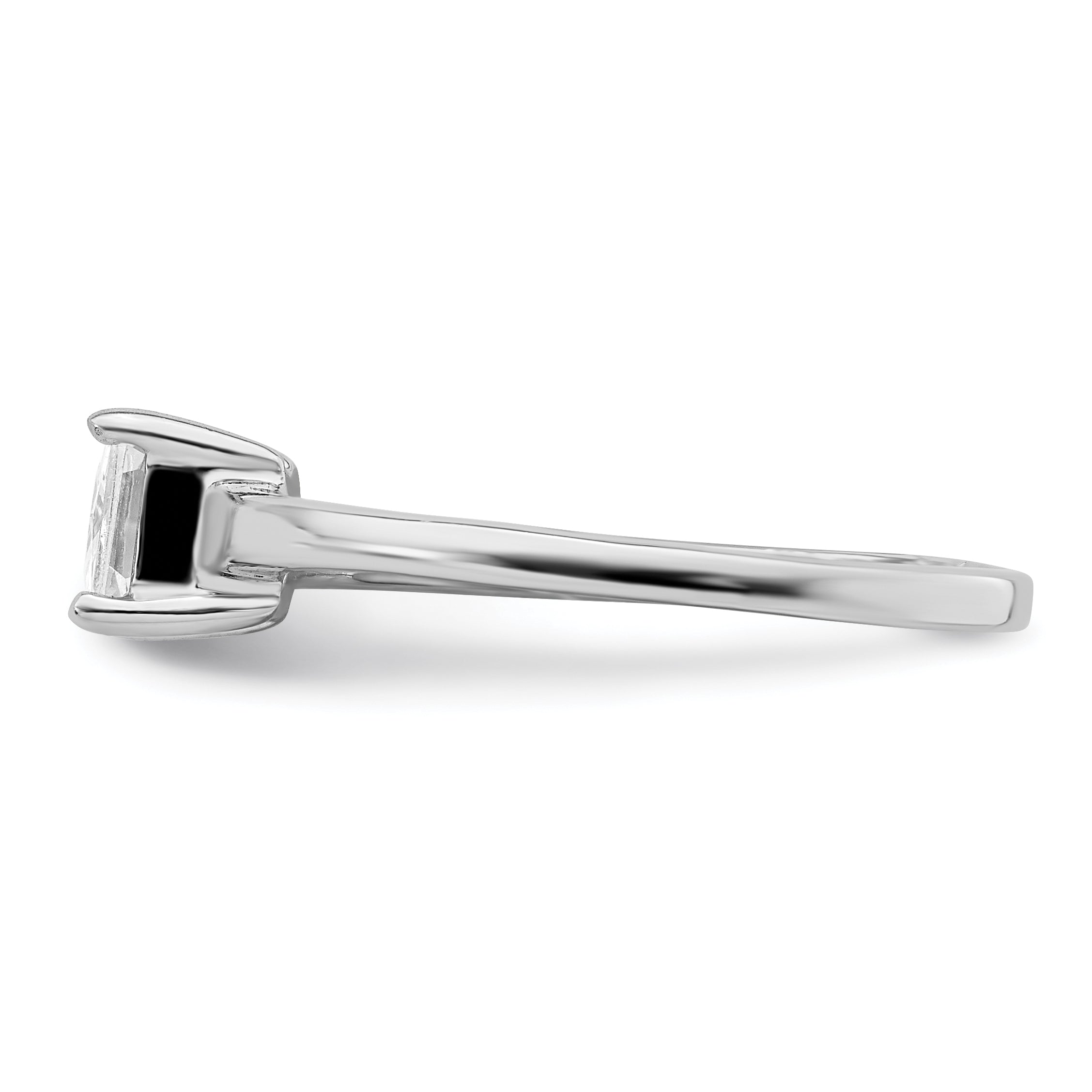 Sterling Silver Rhodium-plated Solitaire Princess CZ Ring
