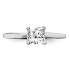 Sterling Silver Rhodium-plated Solitaire Princess CZ Ring