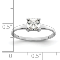 Sterling Silver Rhodium-plated Solitaire Princess CZ Ring