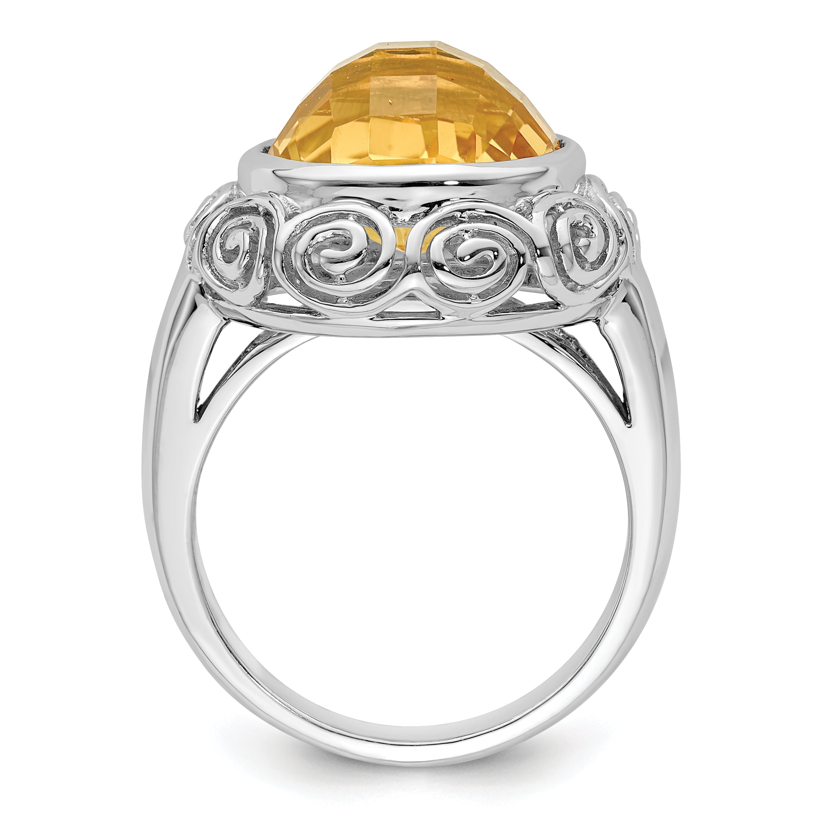 Sterling Silver Rhodium Citrine Ring Secondary image