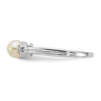 Sterling Silver Rhodium-Plated Plated Diamond and FW Cultured Pearl Ring