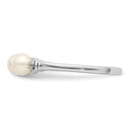 Sterling Silver Rhodium Plated Diamond and FW Cultured Pearl Ring