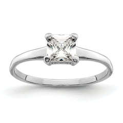 Sterling Silver Rhodium-plated Solitaire Princess CZ Ring