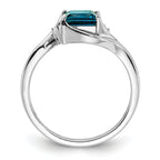 Sterling Silver Rhodium Plated Diamond & London Blue Topaz Ring
