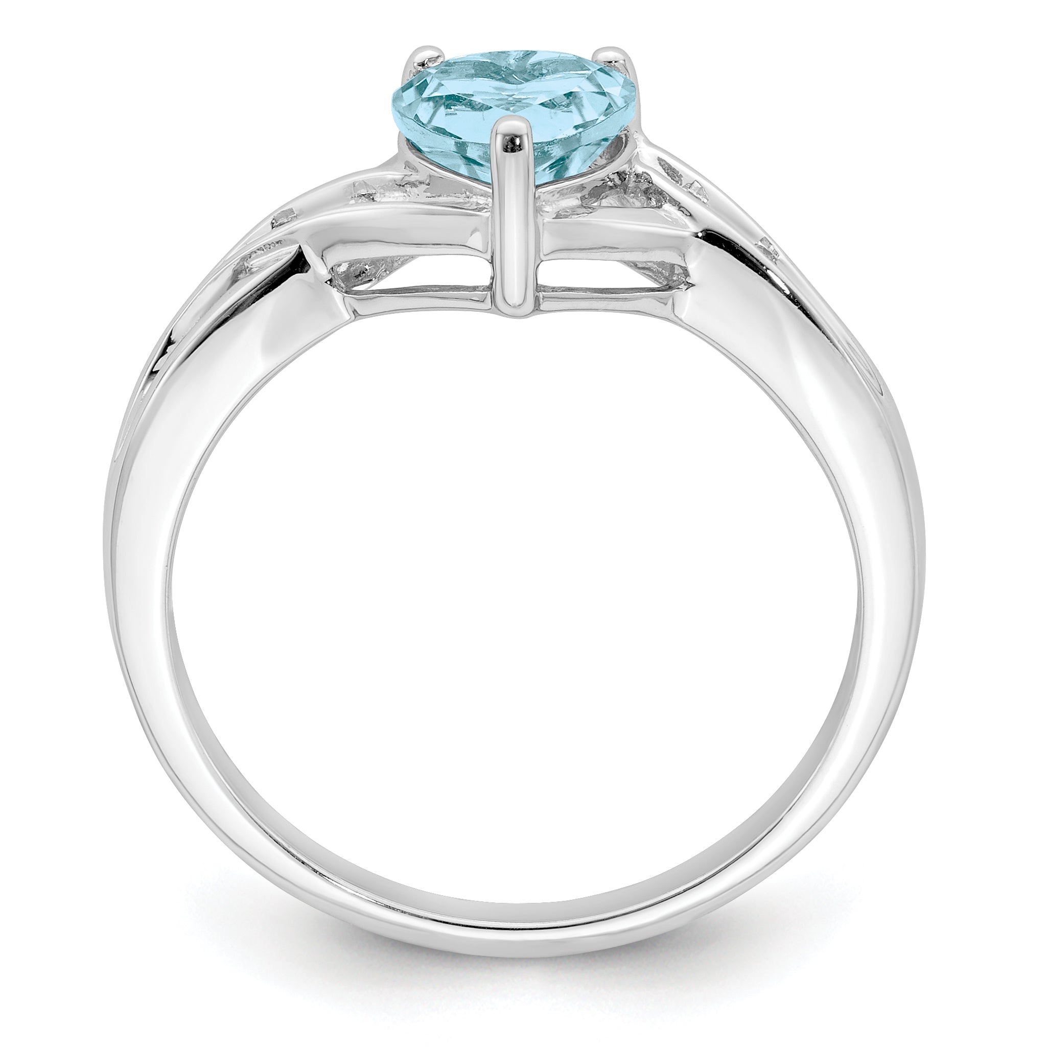 Sterling Silver Rhodium Plated Dia. Lt Swiss Blue Topaz Heart Ring Secondary image