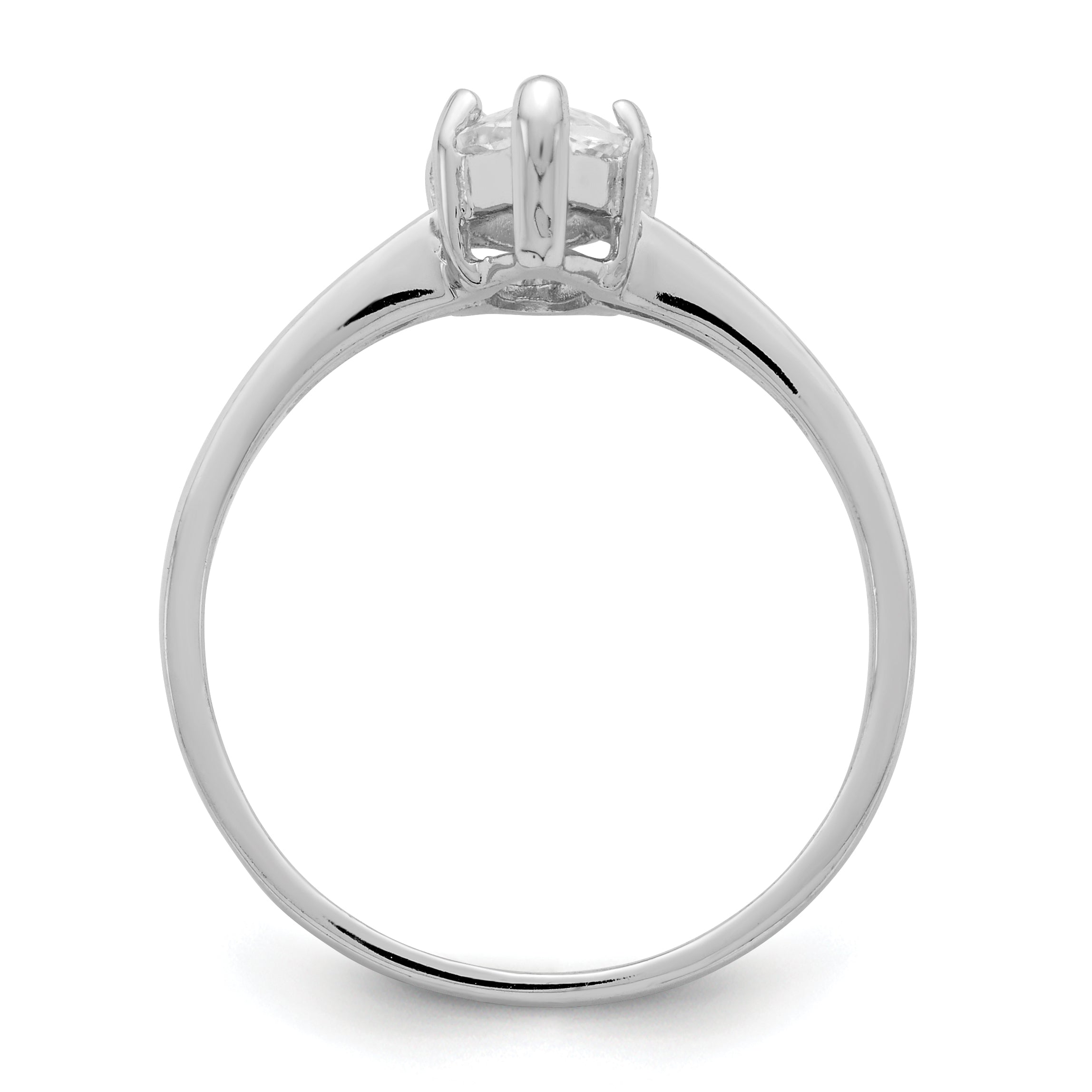Sterling Silver Rhodium-plated Solitaire Marquise CZ Ring Secondary image