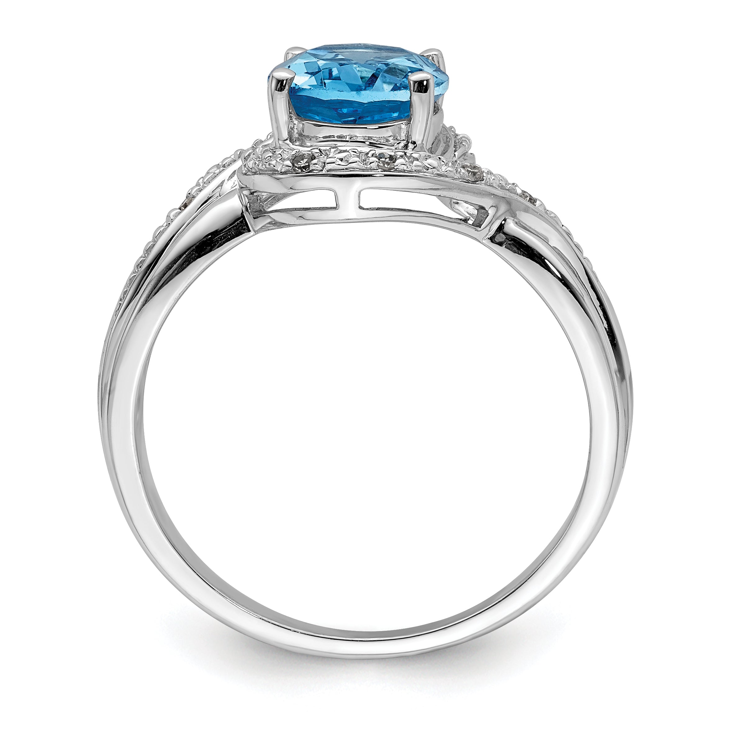Sterling Silver Rhodium Plated Dia. and Light Swiss BT Oval Ring Secondary image