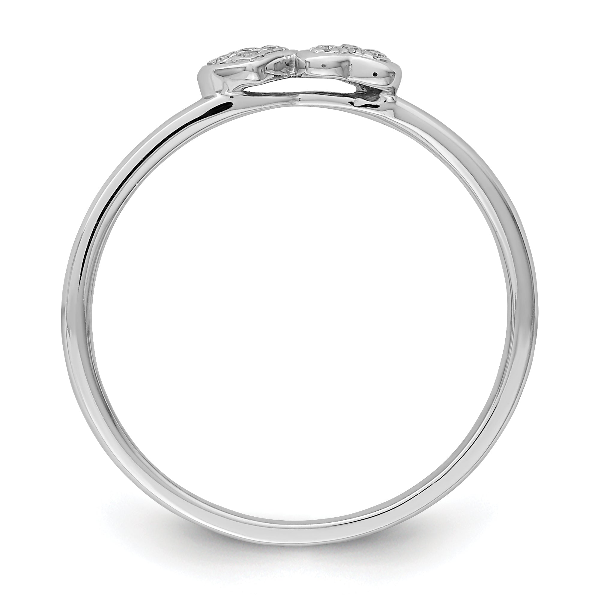 Sterling Silver Rhodium Plated Diamond Double Heart Stackable Ring Secondary image