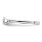 Sterling Silver Rhodium Plated Diamond Double Heart Stackable Ring