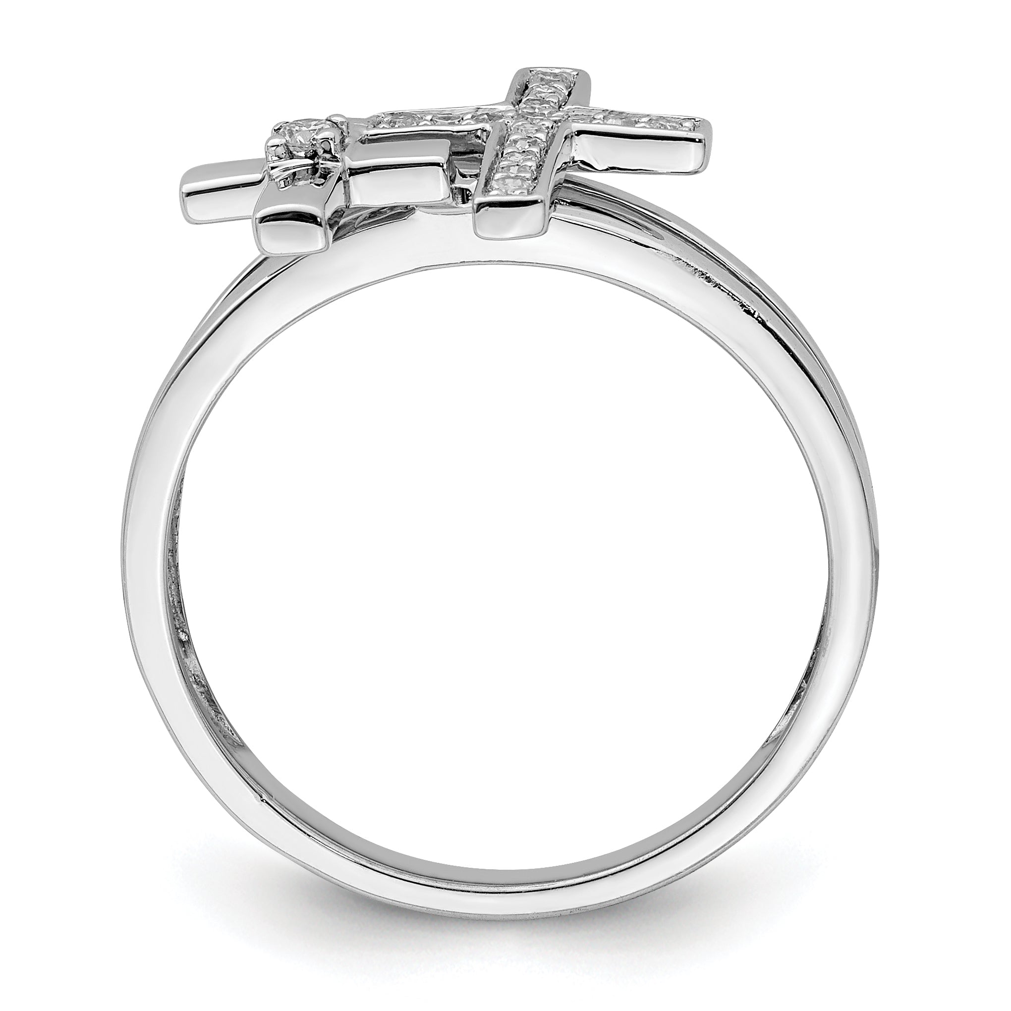 Sterling Silver Rhodium Plated Diamond  Crosses Ring Secondary image