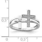 Sterling Silver Rhodium Plated Diamond  Crosses Ring