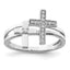 Sterling Silver Rhodium Plated Diamond  Crosses Ring