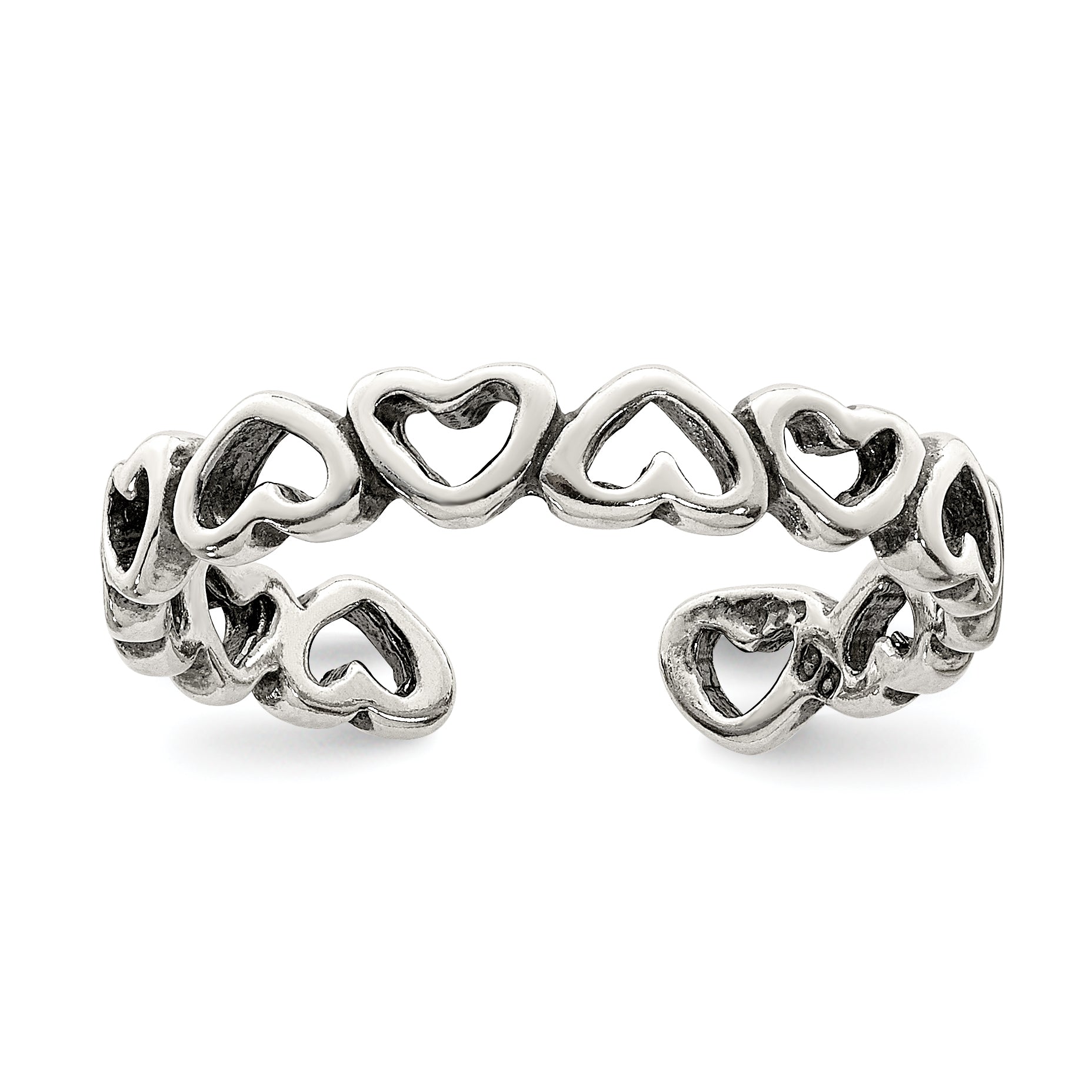 Sterling Silver Antiqued Heart Toe Ring Main image