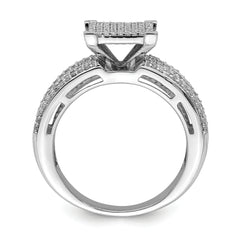 Sterling Silver Rhodium Plated Diamond Square Ring