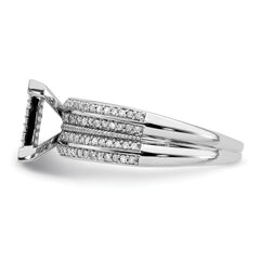 Sterling Silver Rhodium Plated Diamond Square Ring