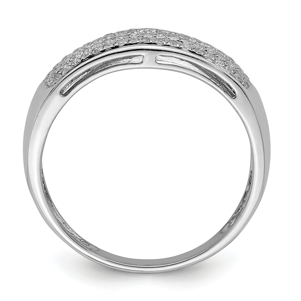 Sterling Silver Rhodium-Plated Plated Diamond Ladies Band