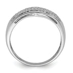 Sterling Silver Rhodium-Plated Plated Diamond Ladies Band