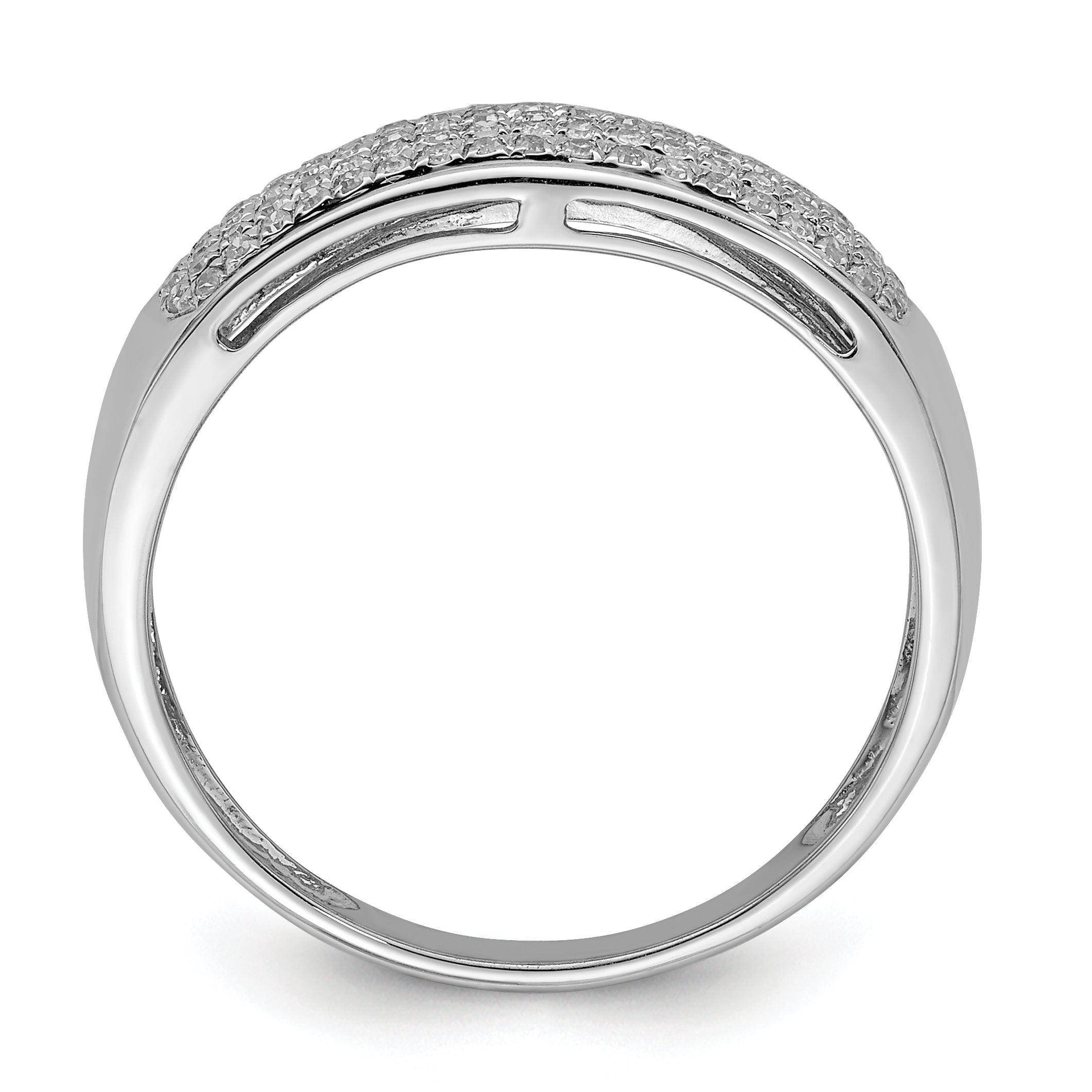 Sterling Silver Rhodium-Plated Plated Diamond Ladies Band