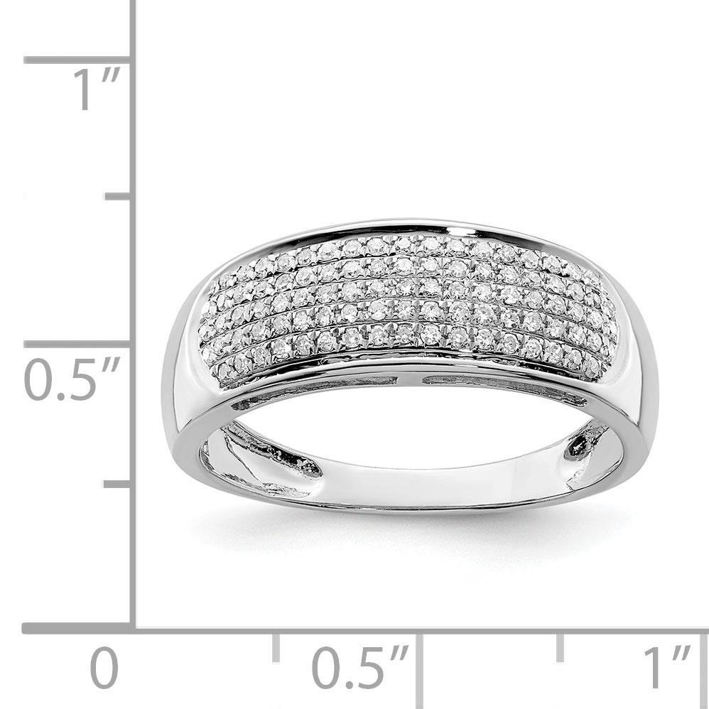Sterling Silver Rhodium-Plated Plated Diamond Ladies Band