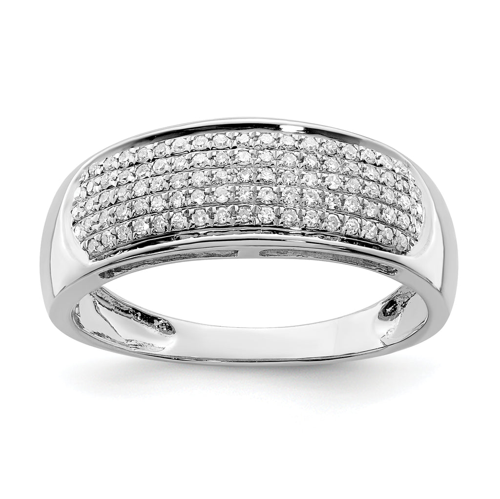 Sterling Silver Rhodium-Plated Plated Diamond Ladies Band
