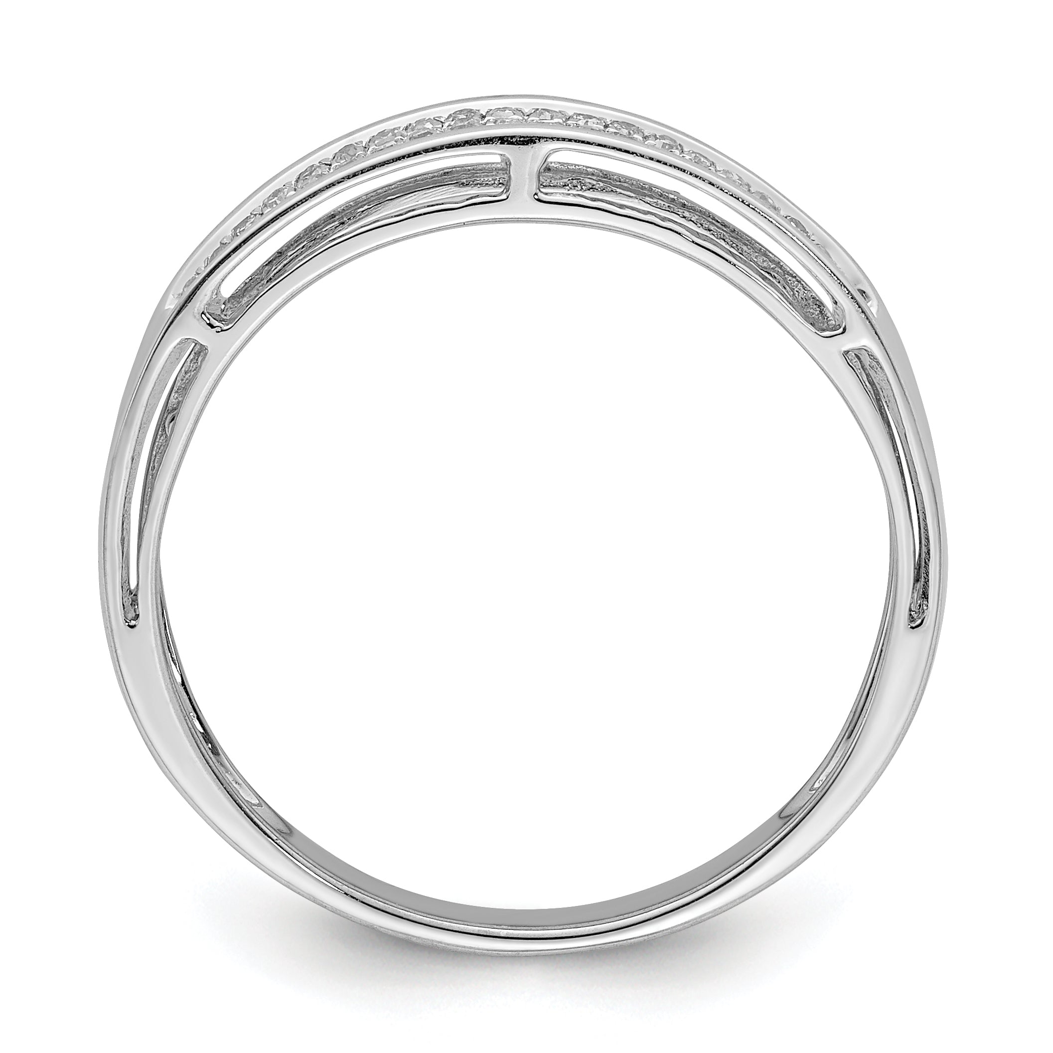 Sterling Silver Rhodium Plated Diamond Ladies Band Secondary image