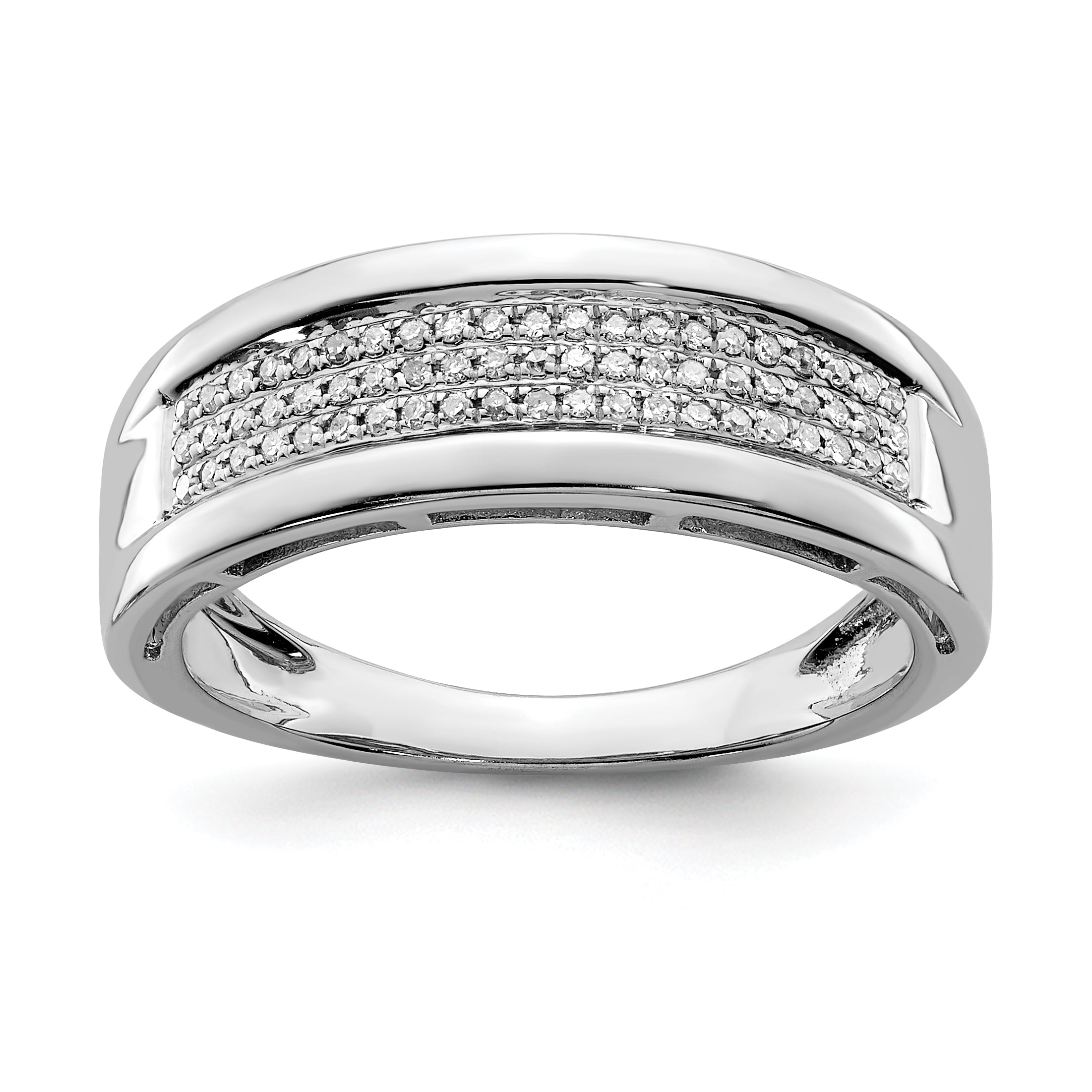 Sterling Silver Rhodium Plated Diamond Ladies Band Main image