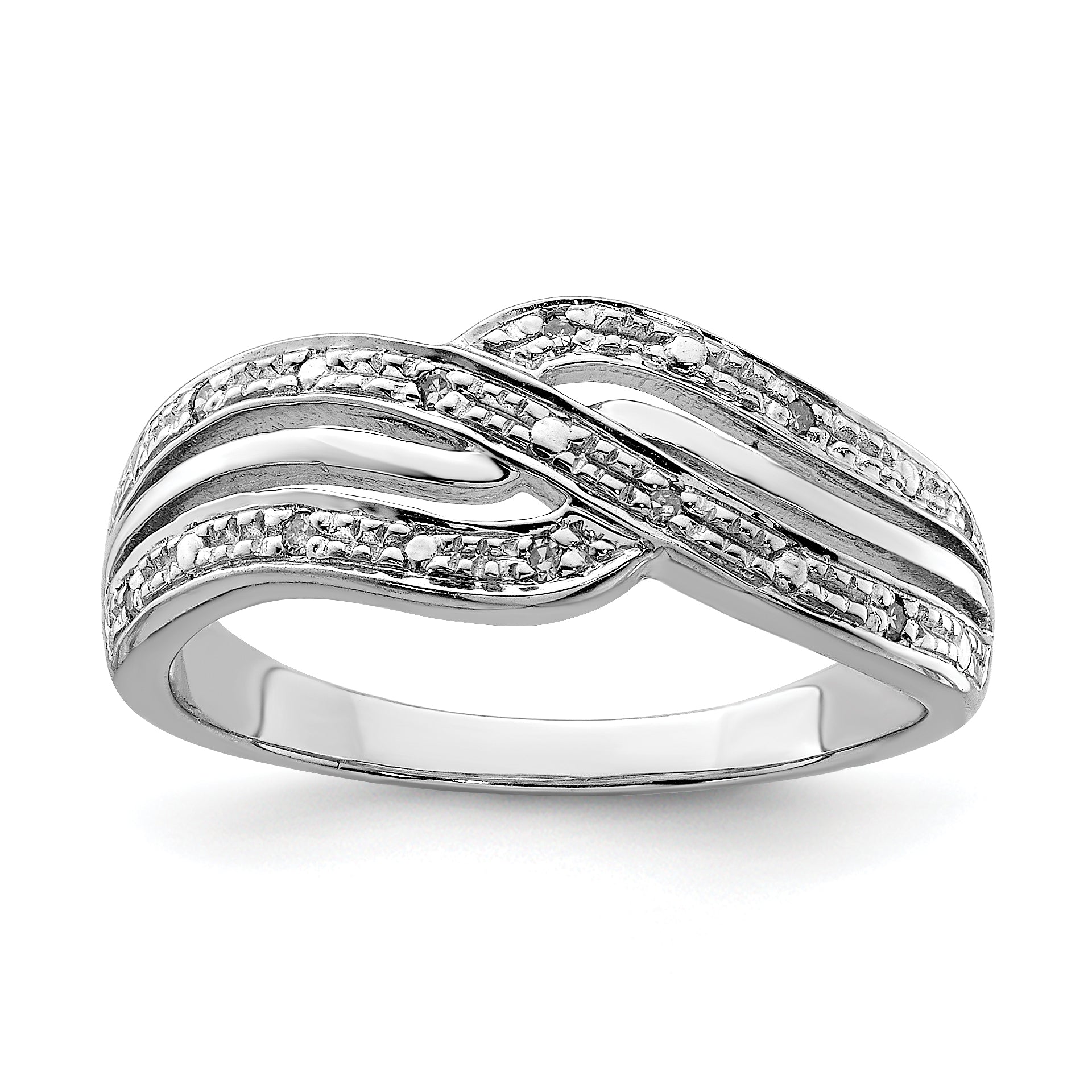 Sterling Silver Rhodium Plated Diamond Ring Main image