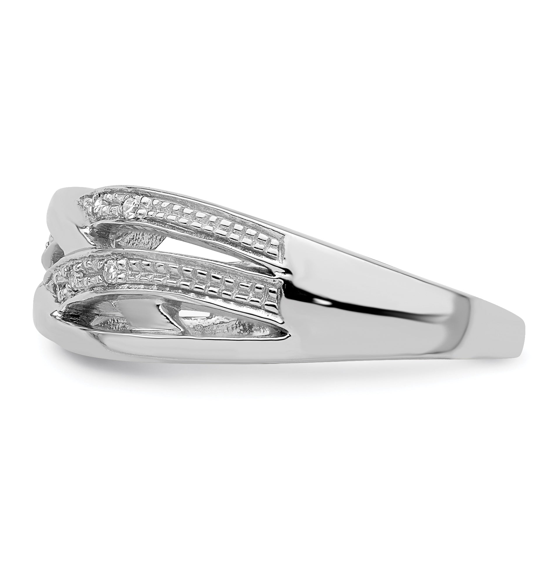 Sterling Silver Rhodium Plated Diamond Ring