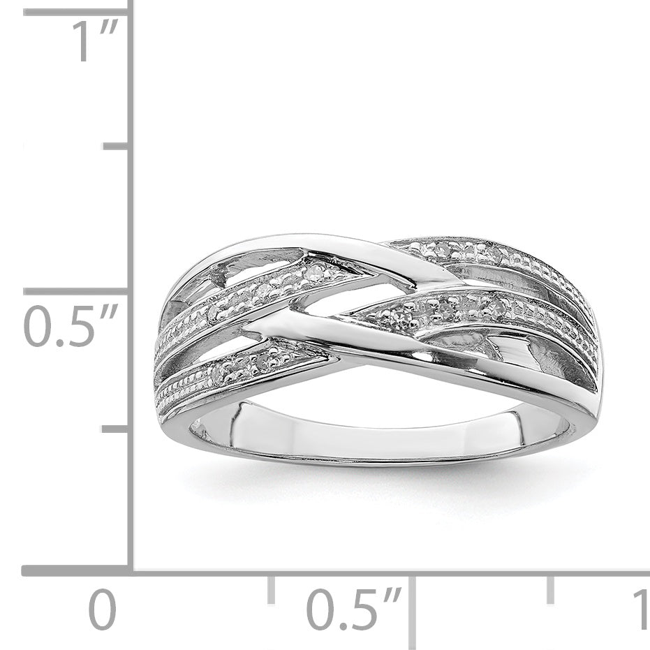 Sterling Silver Rhodium Plated Diamond Ring
