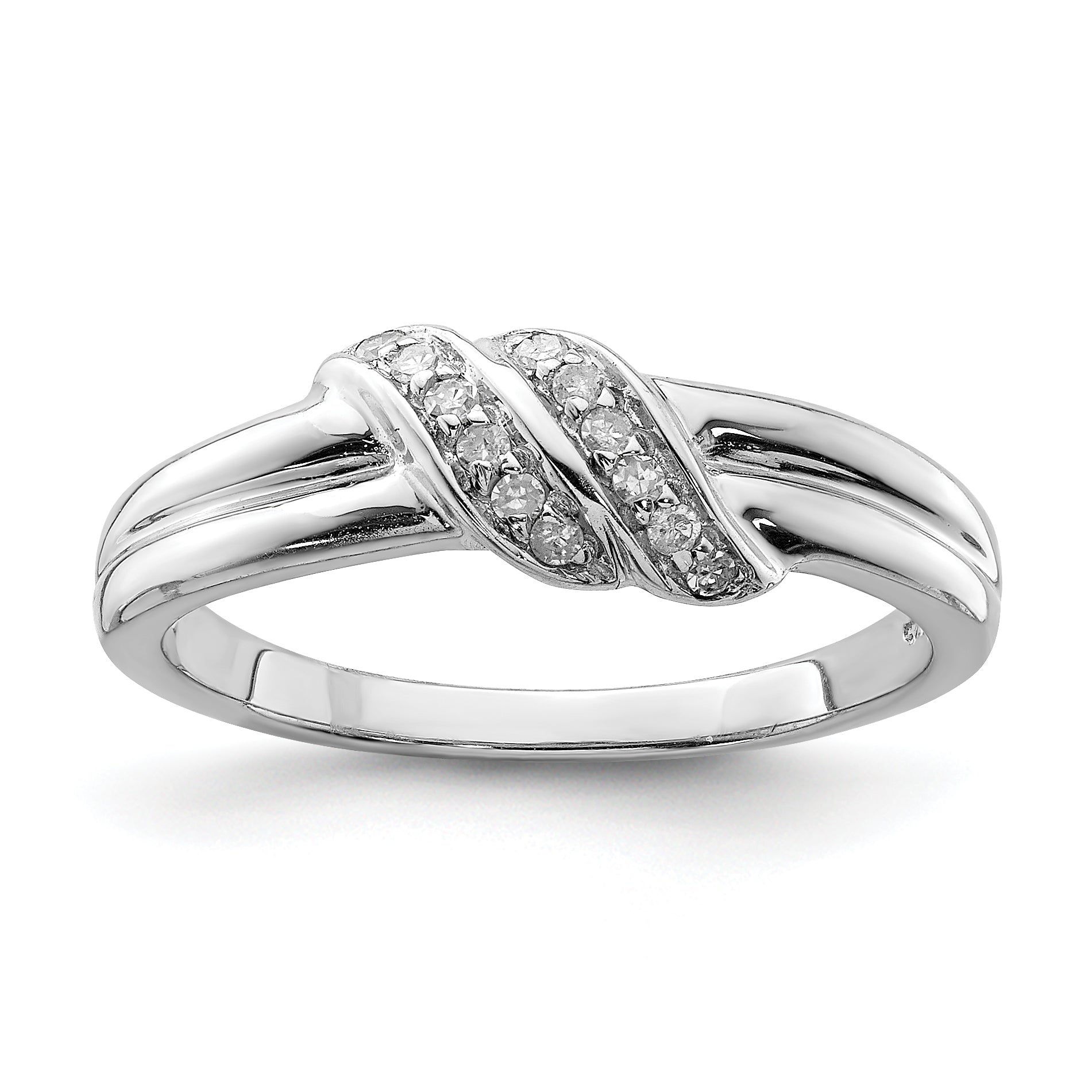 Sterling Silver Rhodium Plated Diamond Ring Main image
