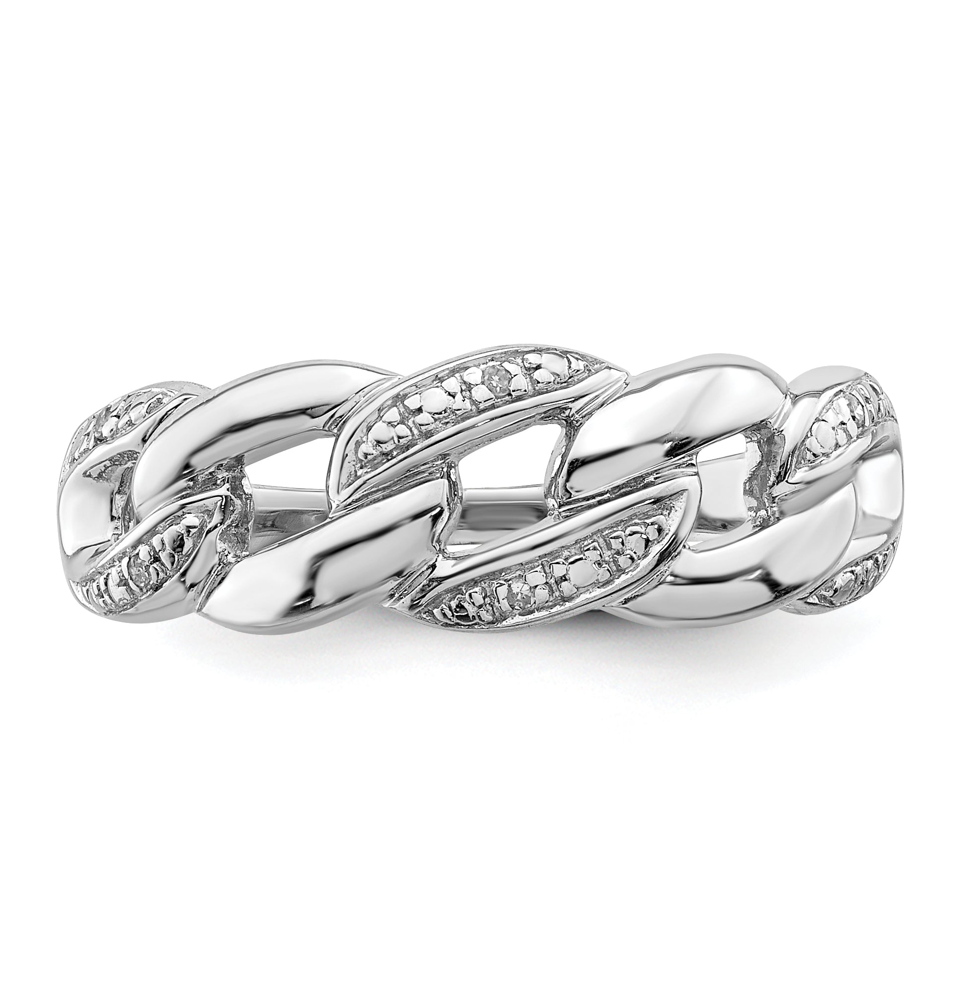 Sterling Silver Rhodium Plated Diamond Ring