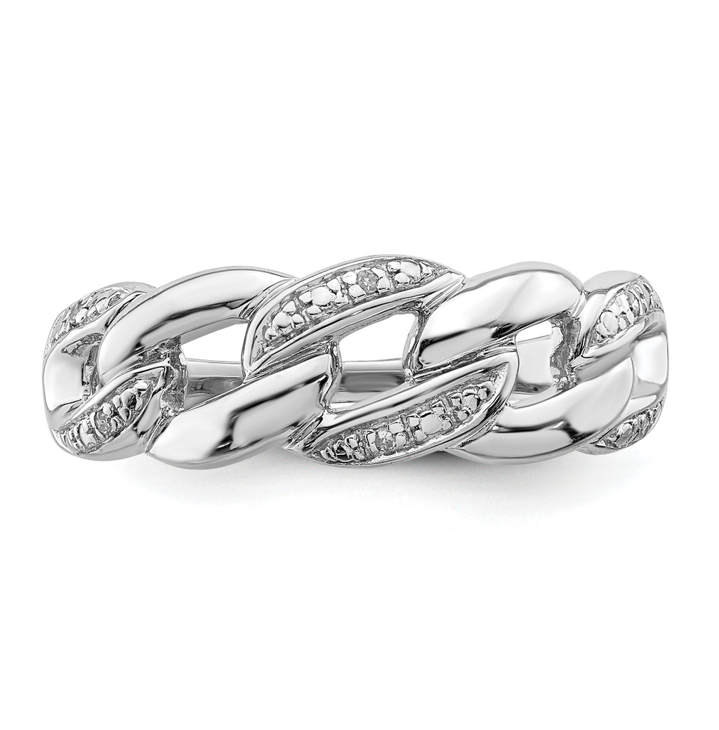Sterling Silver Rhodium Plated Diamond Ring