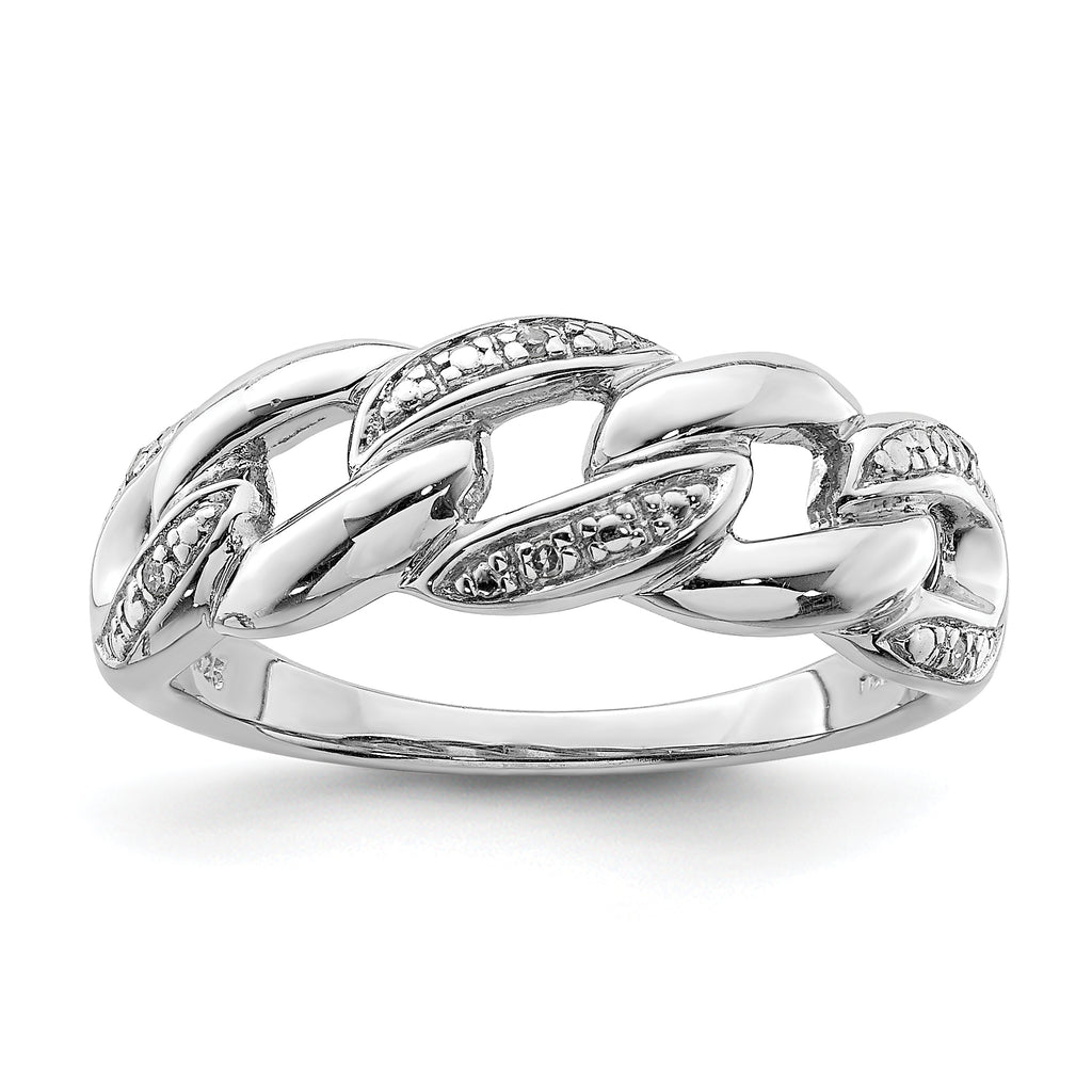Sterling Silver Rhodium Plated Diamond Ring