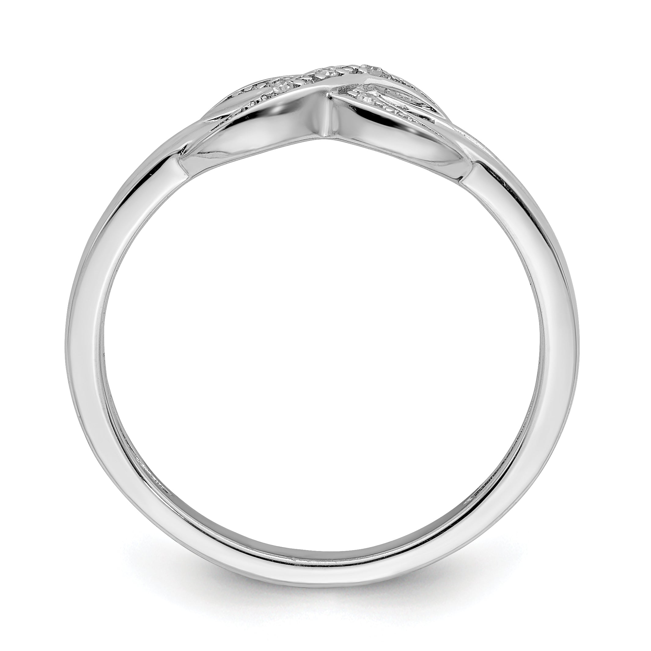 Sterling Silver Rhodium Plated Diamond Infinity Ring Secondary image
