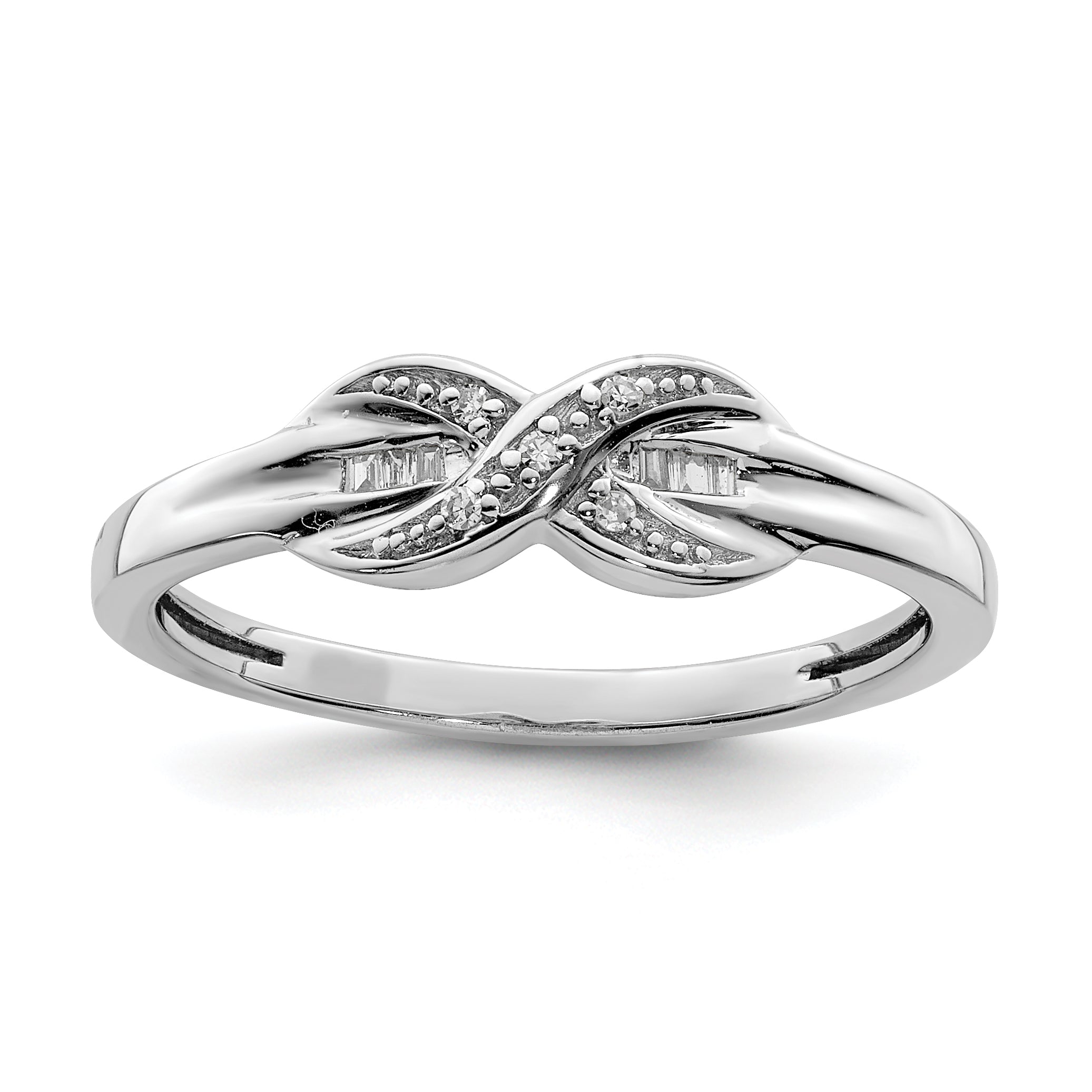 Sterling Silver Rhodium Plated Diamond Infinity Ring Main image