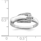 Sterling Silver Rhodium Plated Diamond Buckle Ring