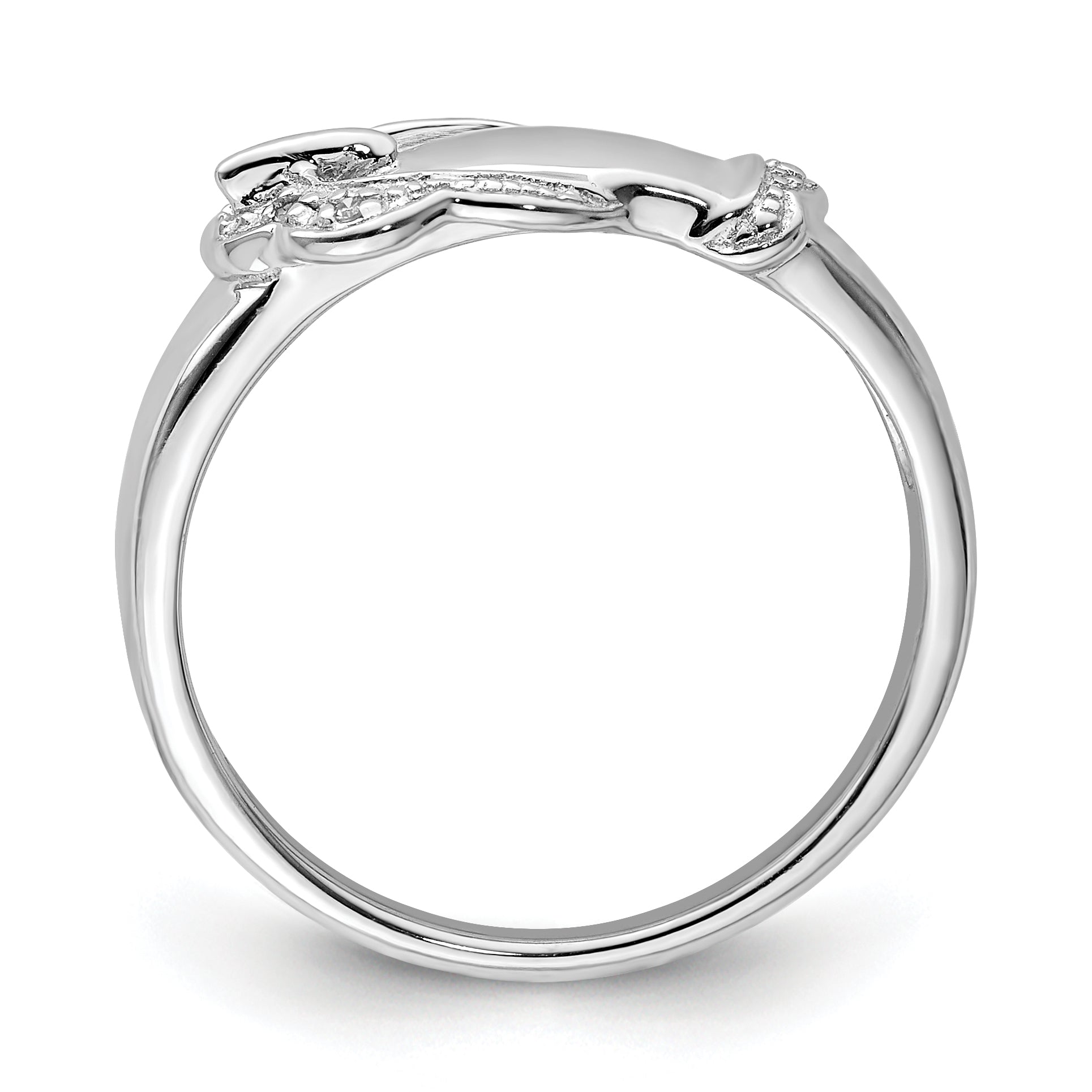 Sterling Silver Rhodium Plated Diamond Buckle Ring Secondary image