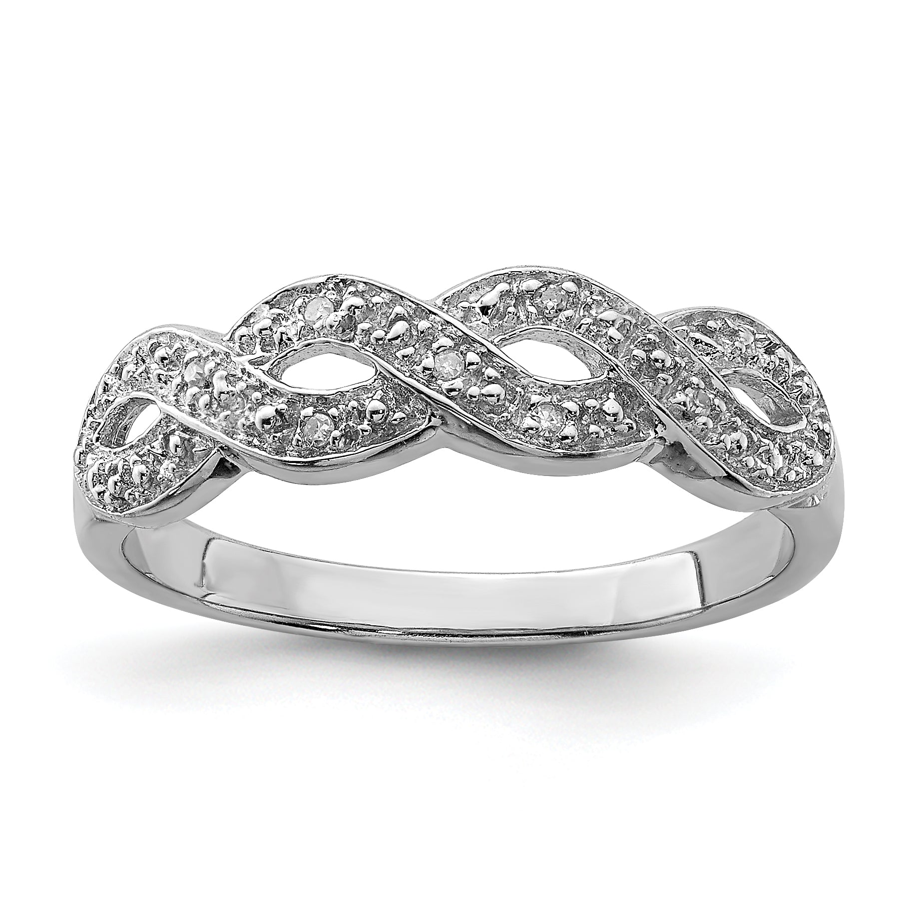 Sterling Silver Rhodium Plated Diamond Ring Main image