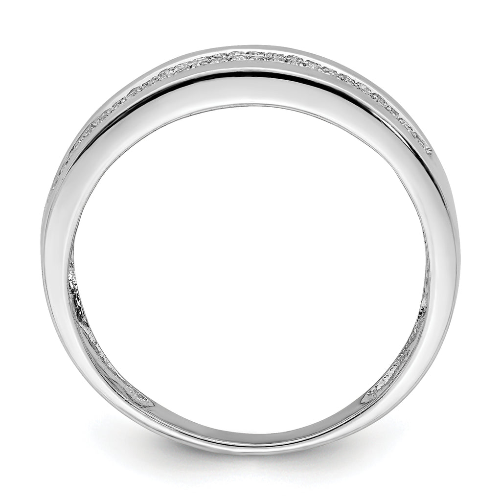 Sterling Silver Rhodium Plated Diamond Ladies Band