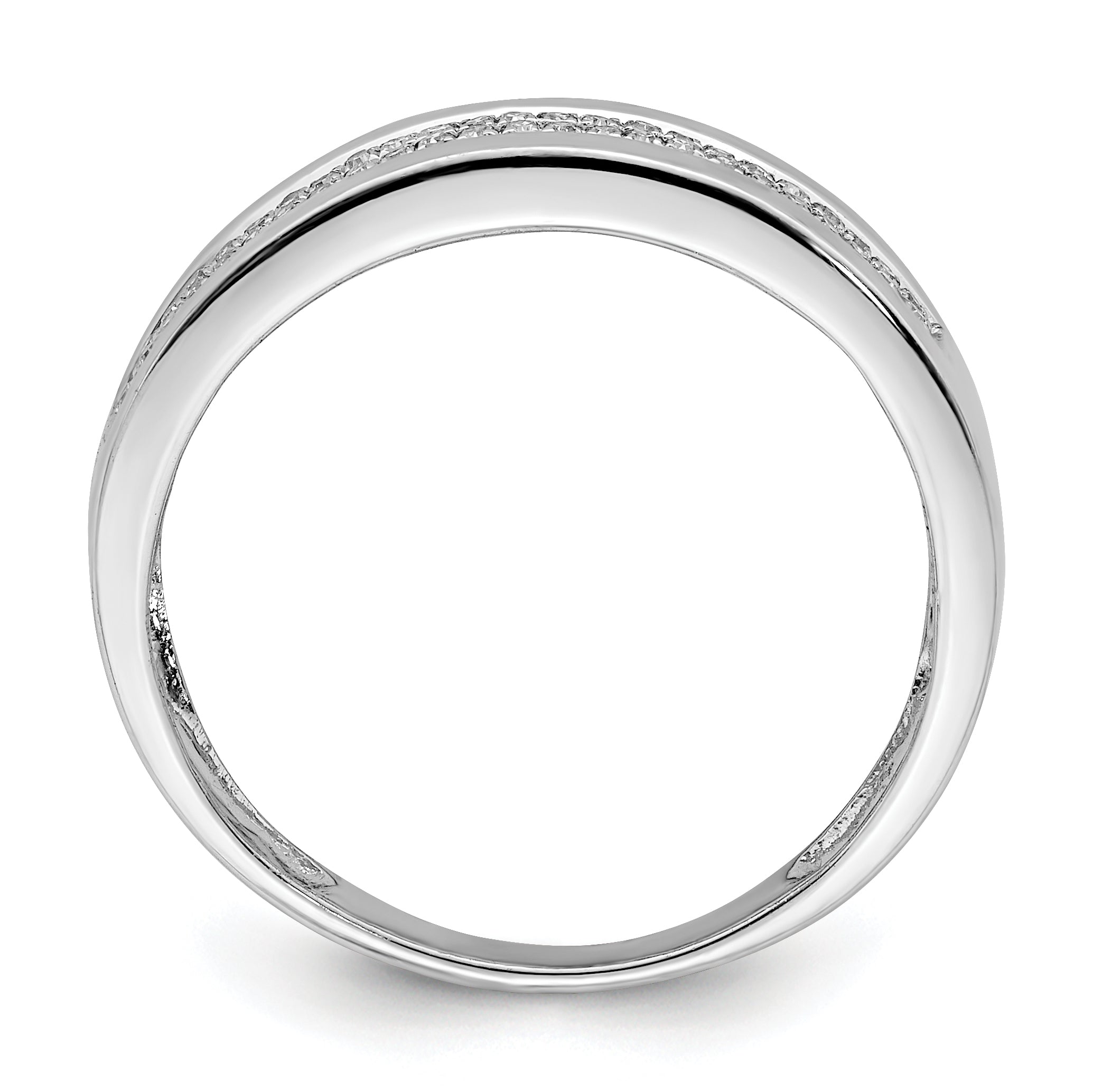 Sterling Silver Rhodium Plated Diamond Ladies Band